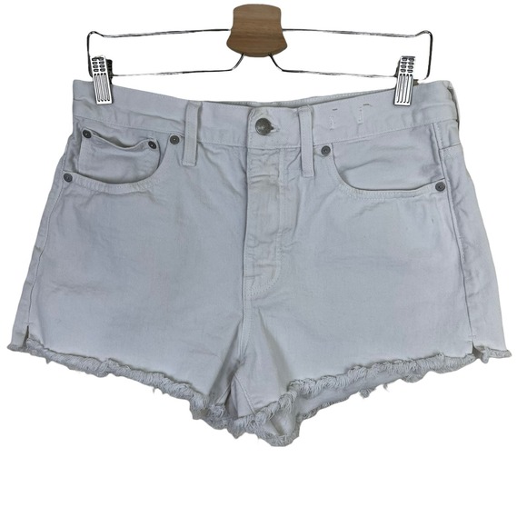 Madewell Cutoff Denim Shorts Relaxed in Tile White Size 27 - Picture 2 of 11
